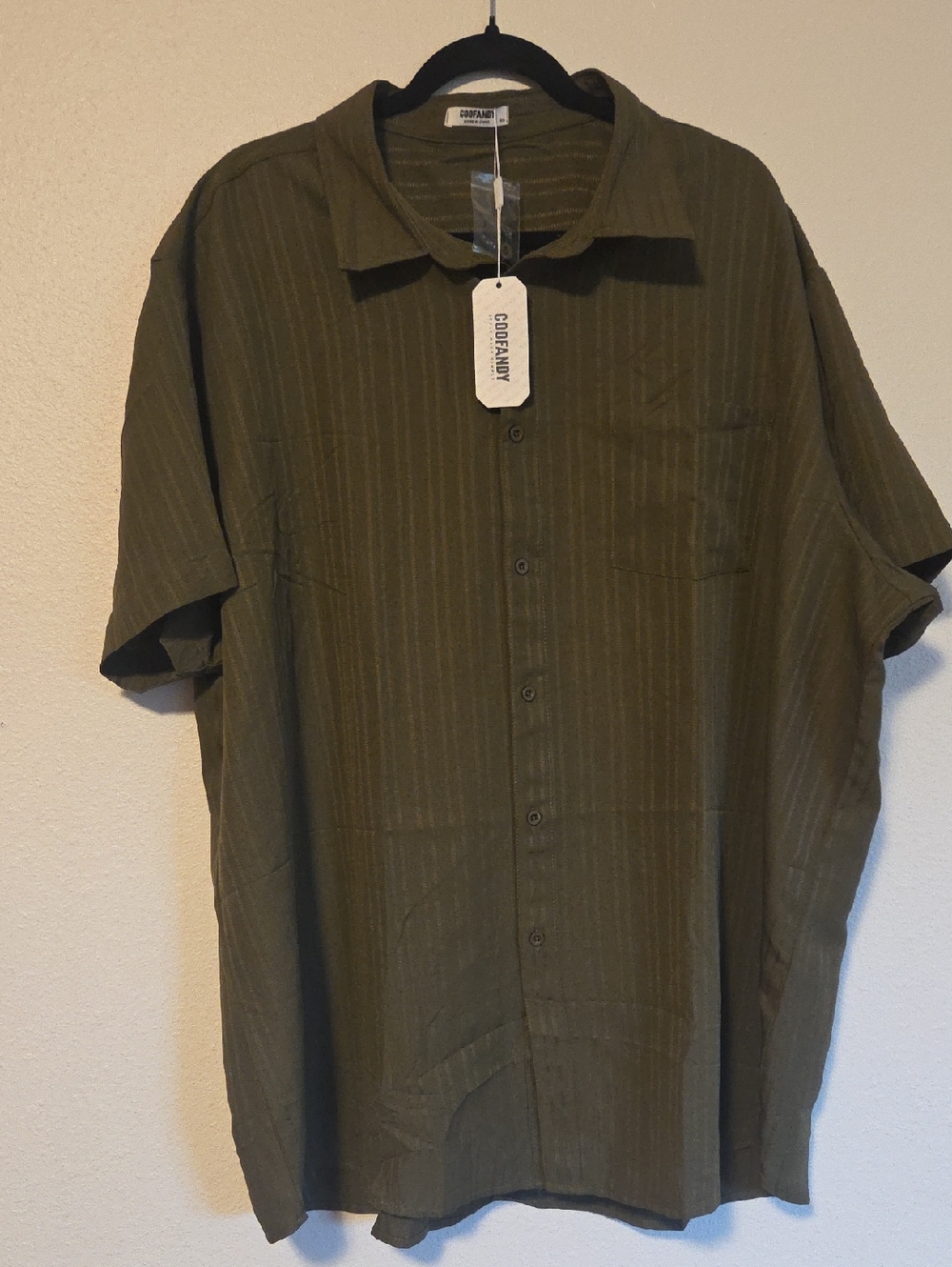 Olive Green Short-Sleeve Button-Down Shirt